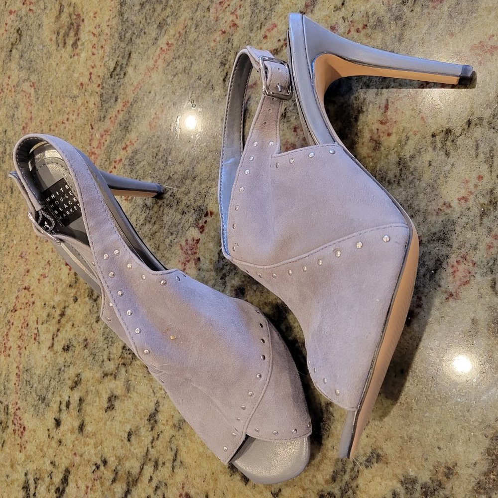 New White House Black Market Zailey Dusk Suede Sling-Back Heels Size 10